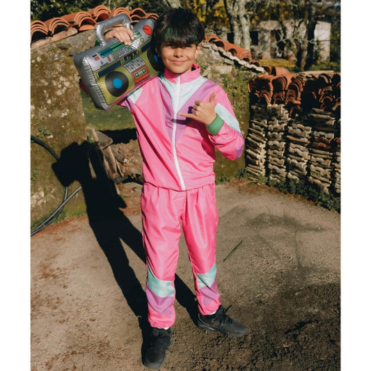 Costume tuta anni '80 fucsia per bambini