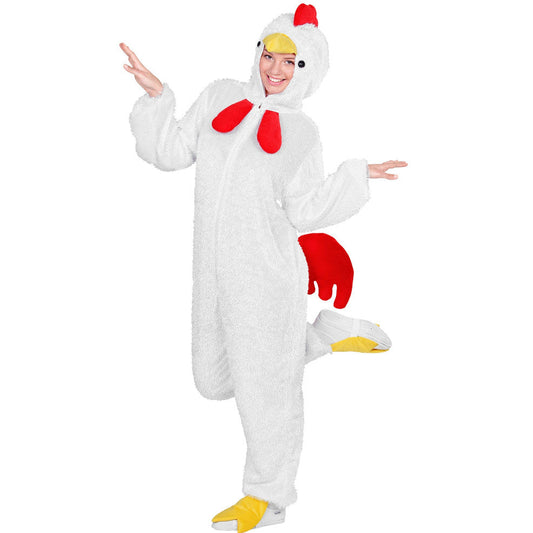 Costume in peluche da Gallo bianco per adulto