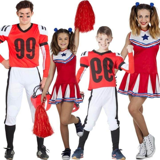 Costumi di gruppo da Cheerleader e giocatori rossi