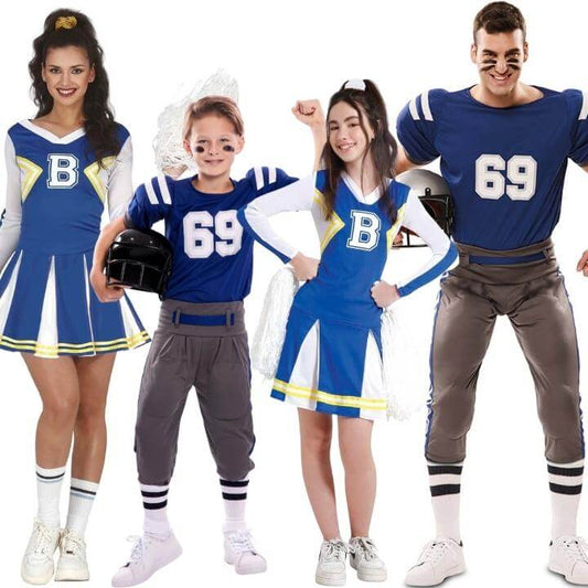 Costumi di gruppo da Cheerleader e giocatori blu