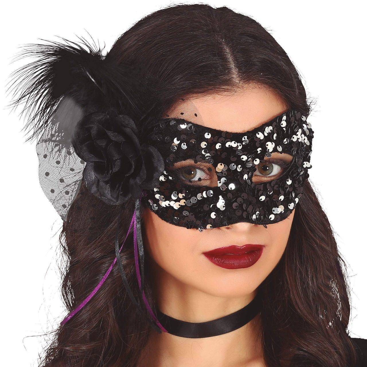 Maschera con paillettes Nere e Argentate