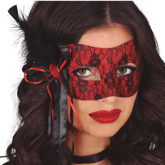 Maschera Rossa con Piuma