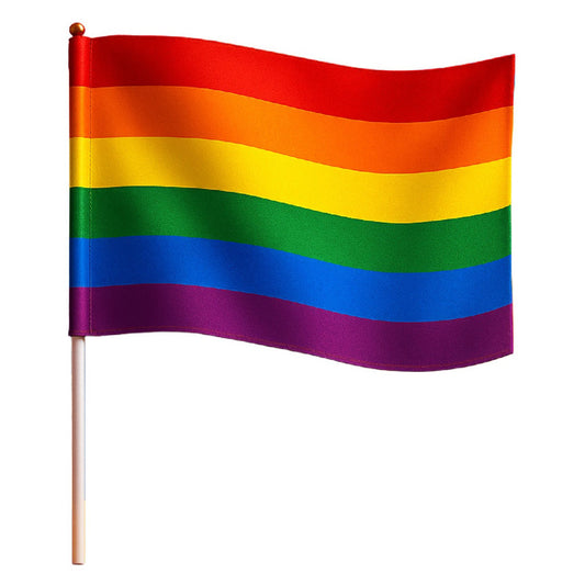 Pack di 24 Bandiere Arcobaleno Pride con asta 30cm