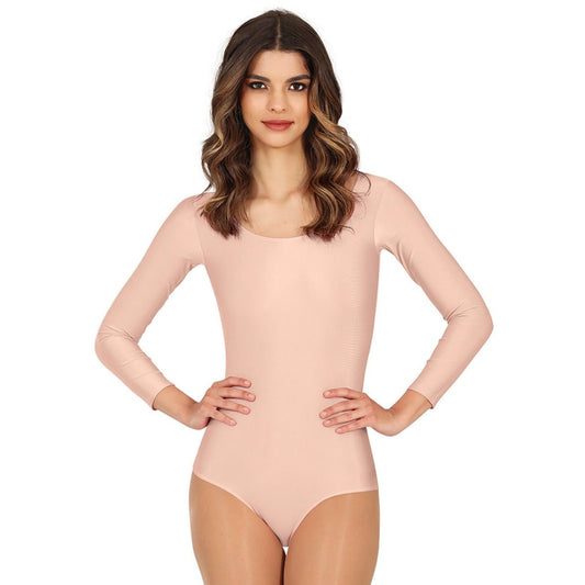 Body color carne con maniche lunghe per donna