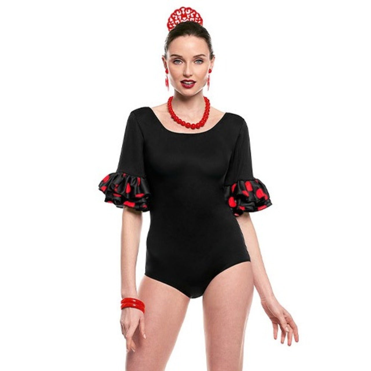 Body flamenco nero con pois