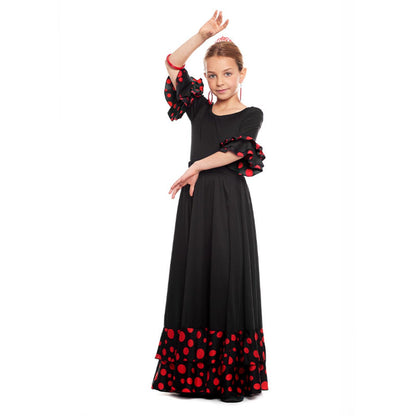 Body flamenco nero a pois per bambina