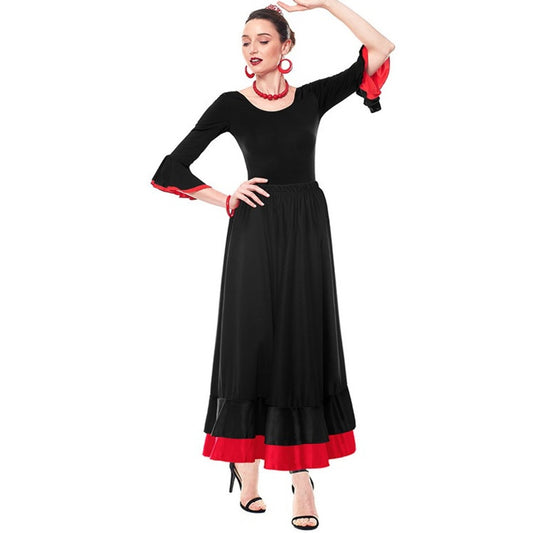 Body flamenco nero da donna