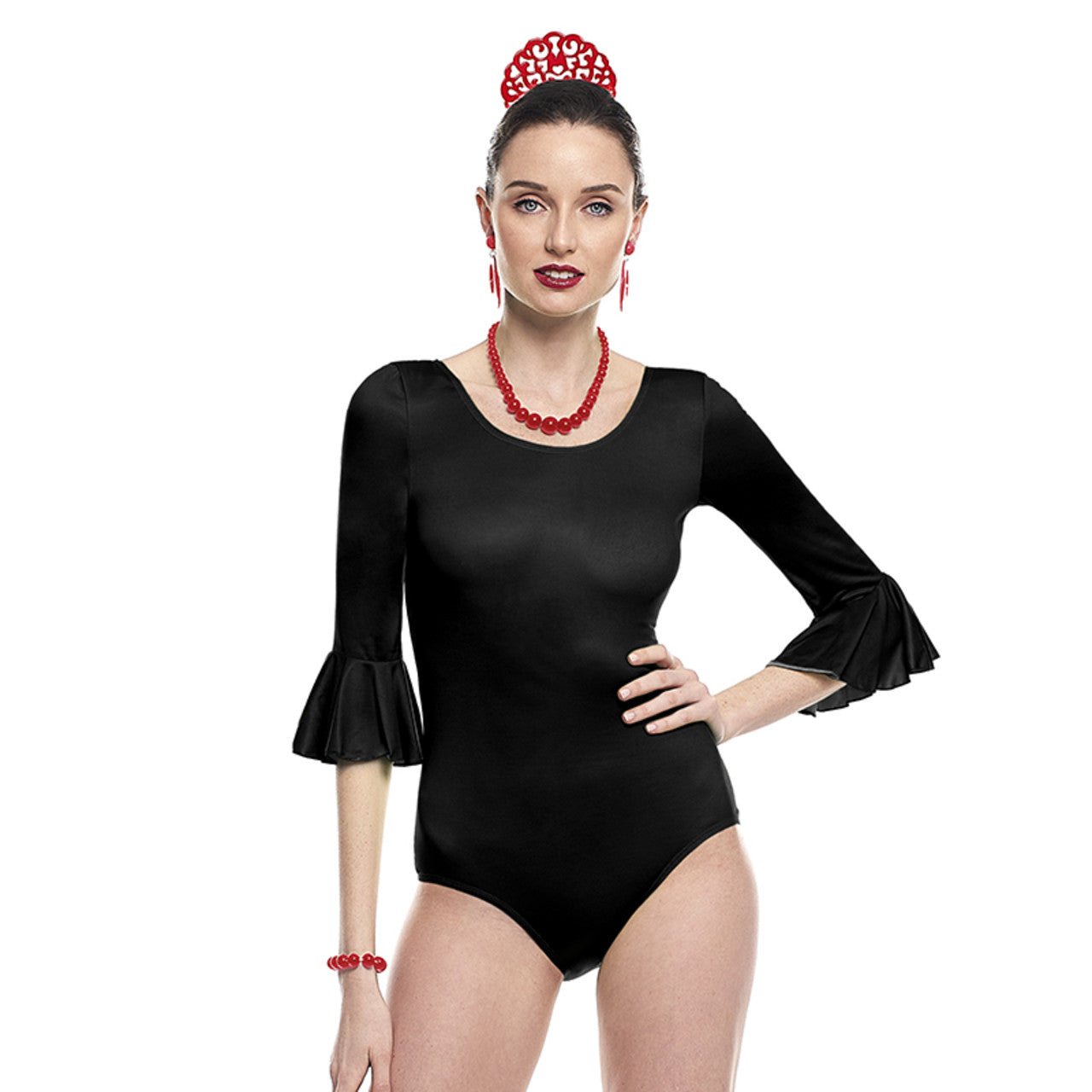 Body flamenco nero con volant