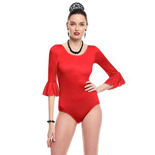 Body rosso da flamenco per donna