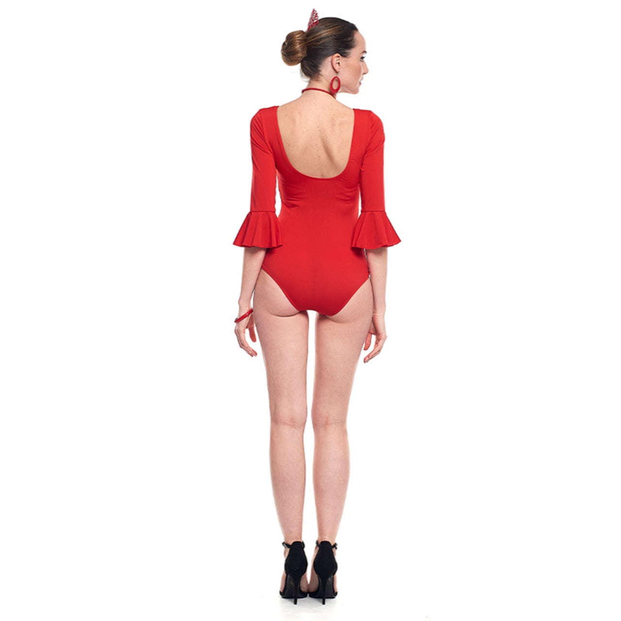Body rosso da flamenco per donna