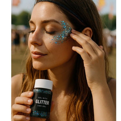 Barattolo di gel glitterato blu