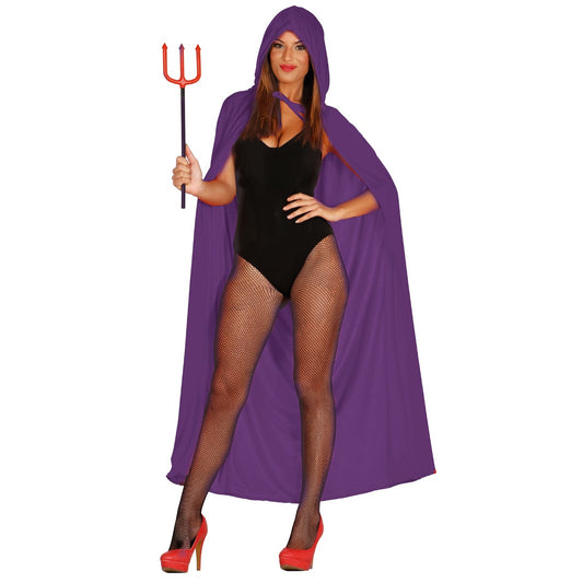 Mantello in Velluto Viola con Cappuccio 130cm