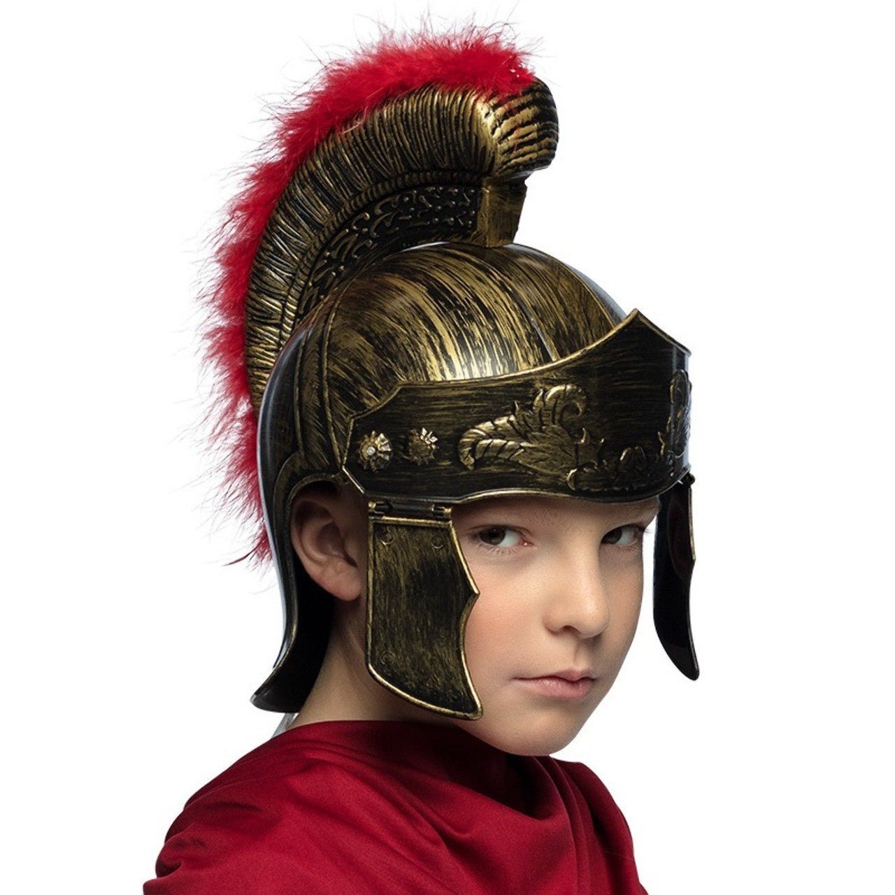 Casco da romano con pennacchio infantile