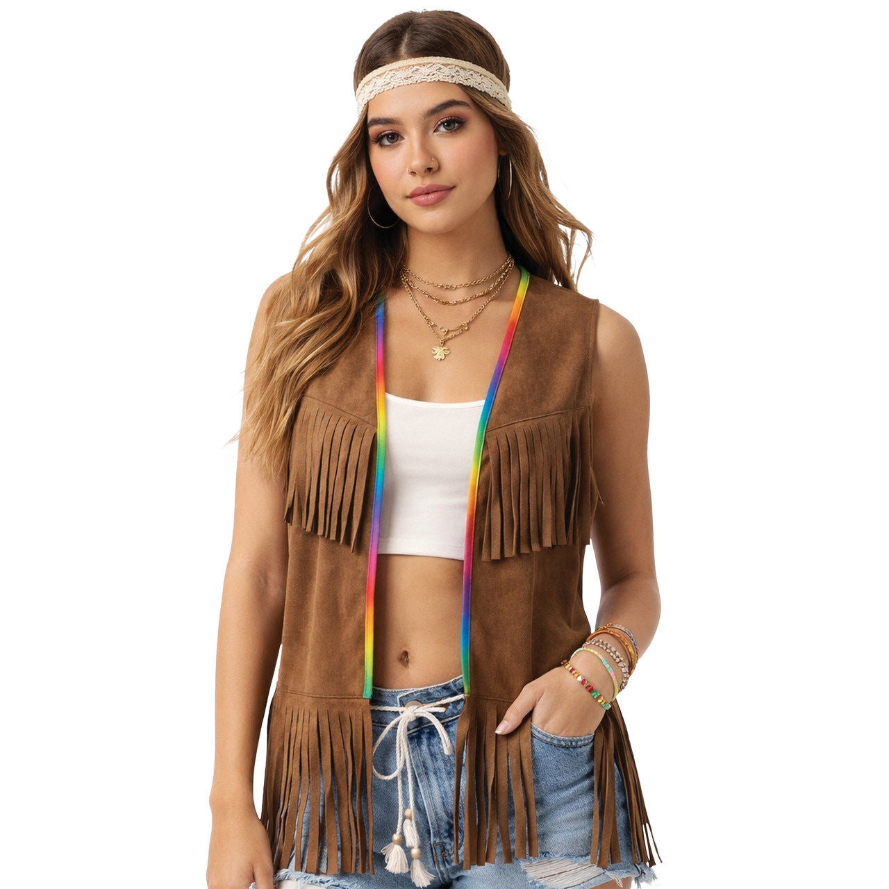 Gilet Hippie Marrone
