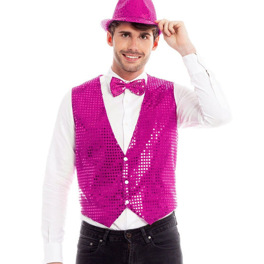 Gilet fucsia con paillettes eco