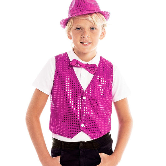 Gilet fucsia con paillettes eco per bambini