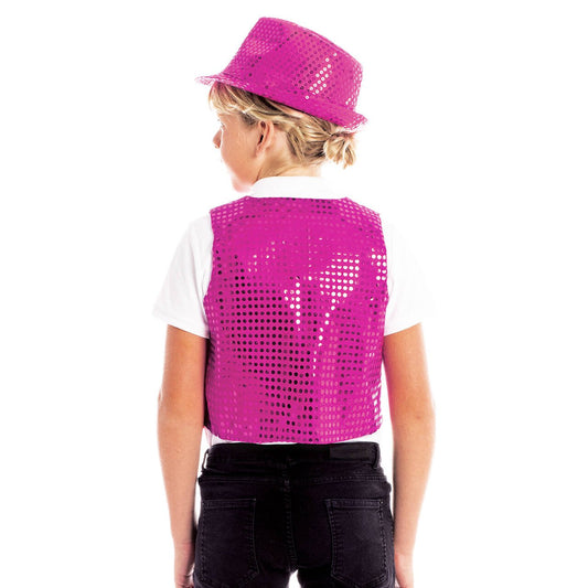 Gilet fucsia con paillettes eco per bambini