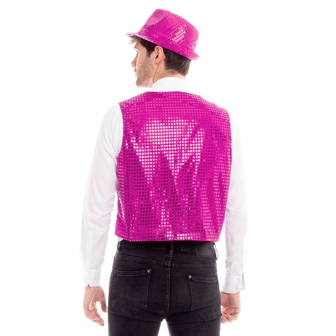 Gilet fucsia con paillettes eco