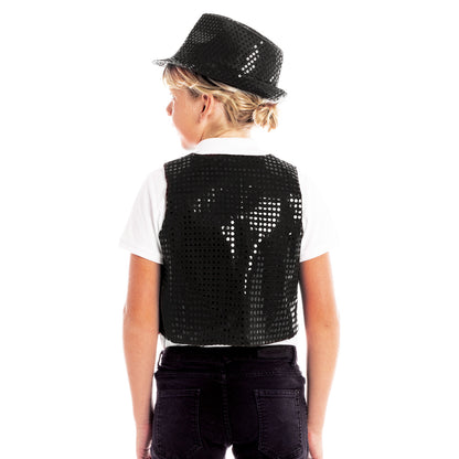 Gilet nero con Paillettes Eco per bambini