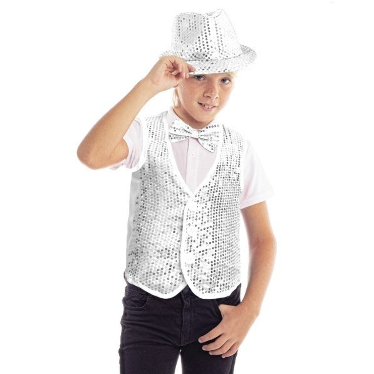 Gilet con paillettes argento per bambini