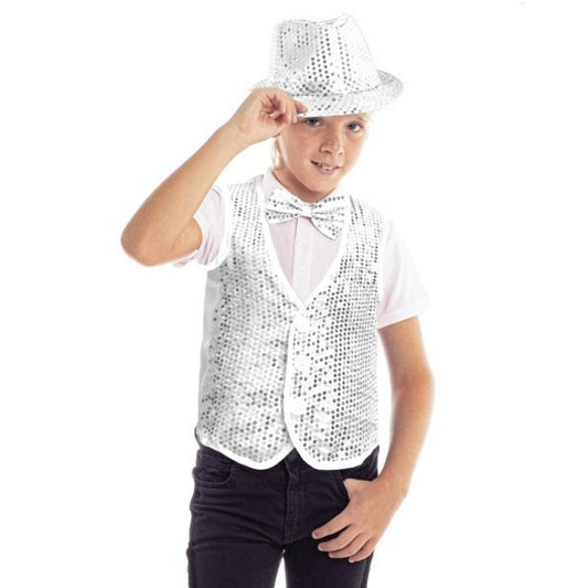 Gilet con paillettes argento per bambini