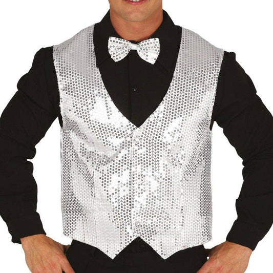 Gilet Paillettes Argento per adulti