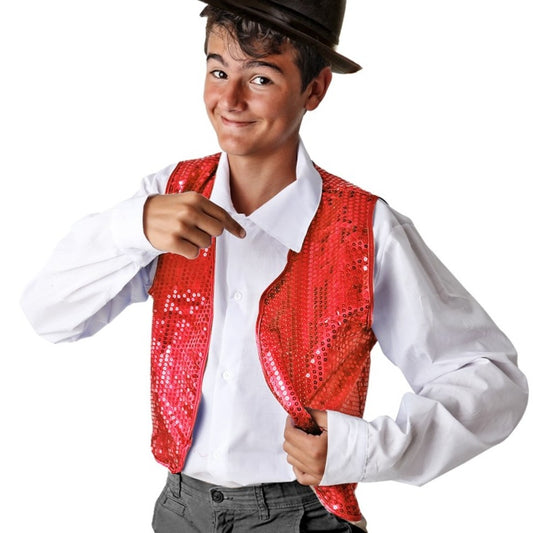 Gilet con Paillettes Rosso Classico per bambini