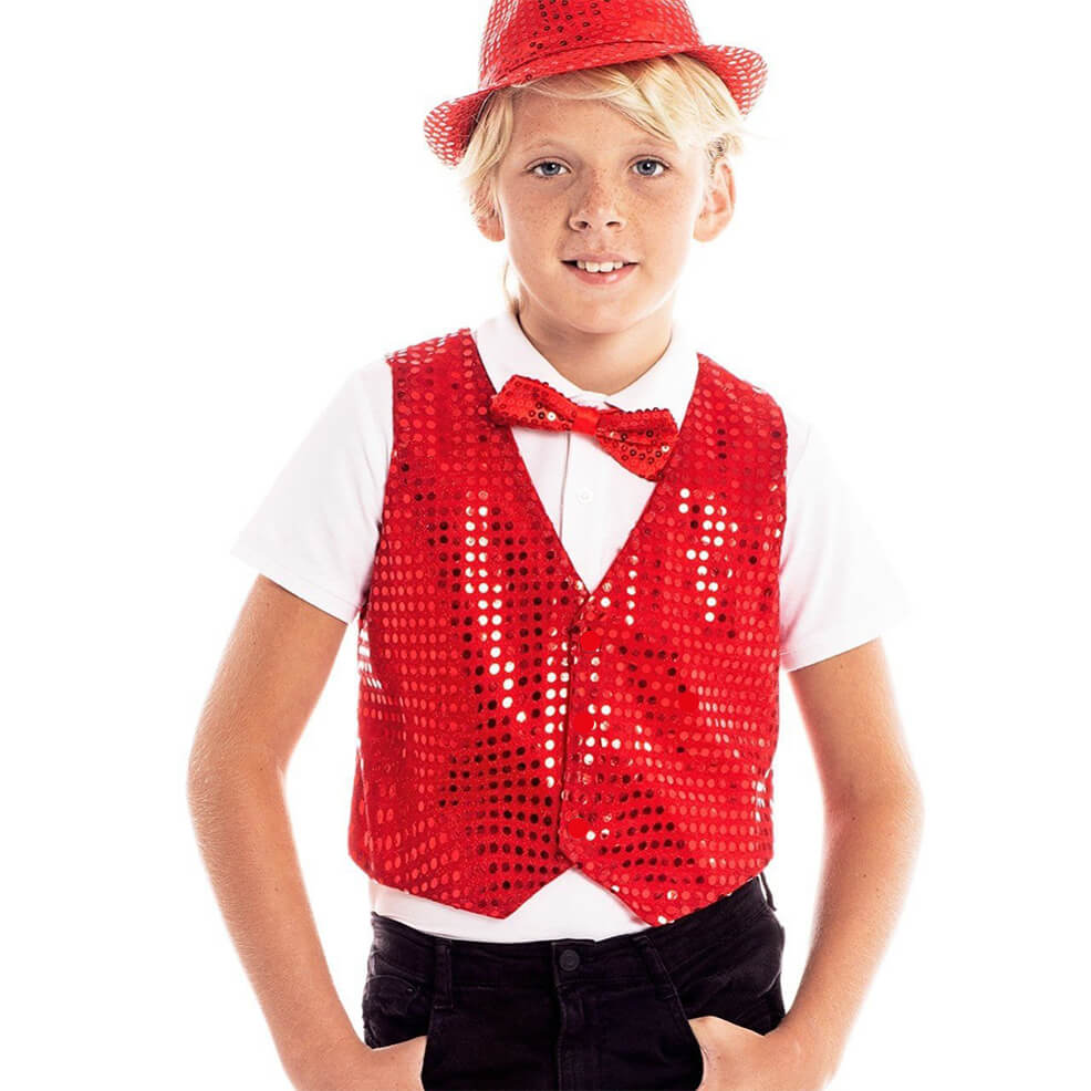 Gilet rosso con Paillettes Eco per bambini