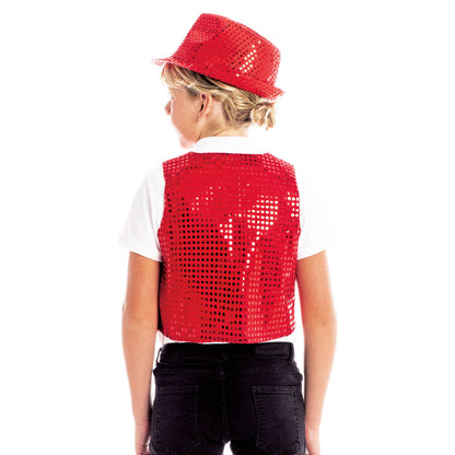 Gilet rosso con Paillettes Eco per bambini