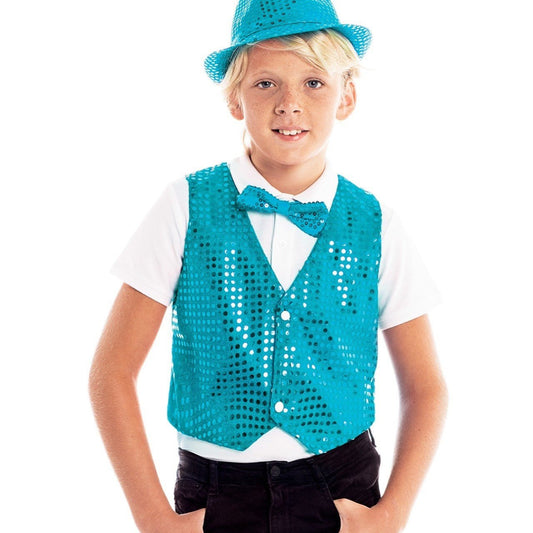 Gilet turchese con Paillettes Eco per bambini