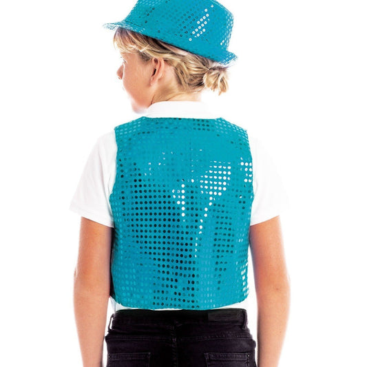 Gilet turchese con Paillettes Eco per bambini