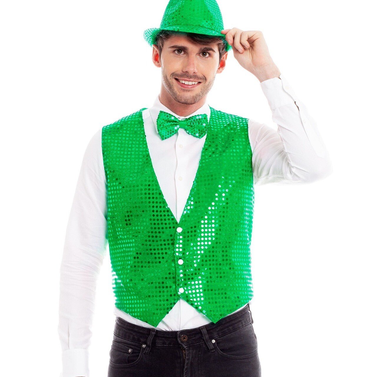 Gilet verde con paillettes eco