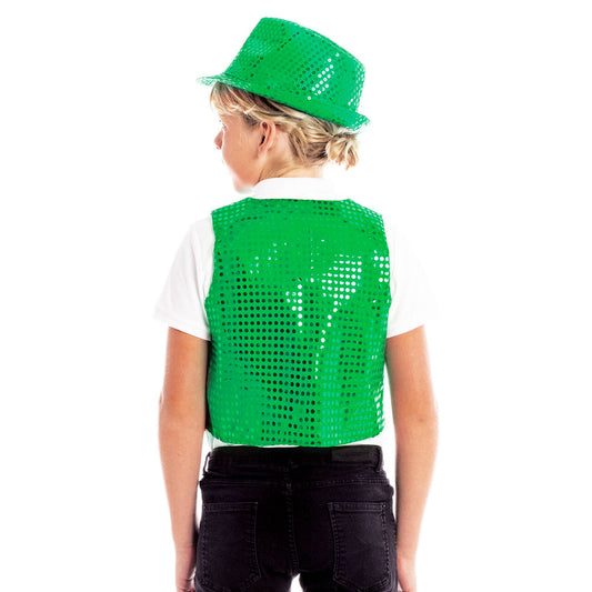 Gilet verde con paillettes eco per bambini