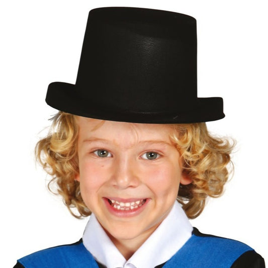 Cappello a cilindro floccato nero per bambini