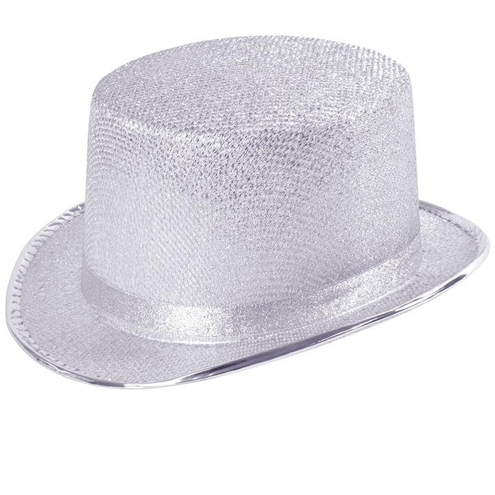 Cappello a cilindro lamé argento