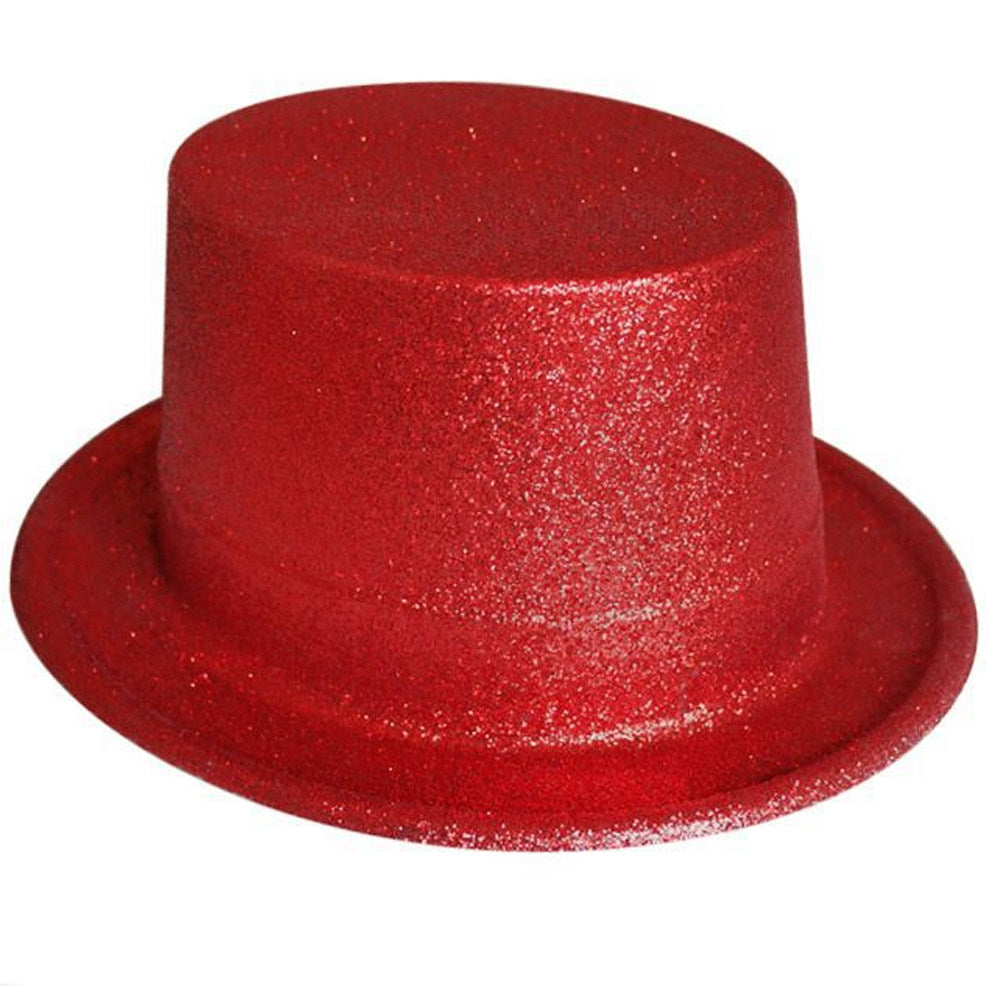 Cappello a cilindro rosso glitterato