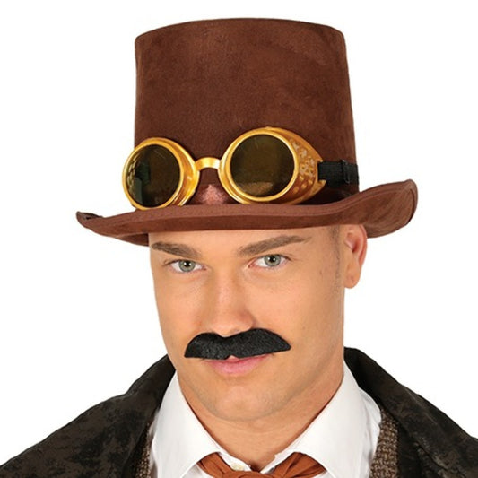 Cilindro Steampunk Marrone con Occhiali