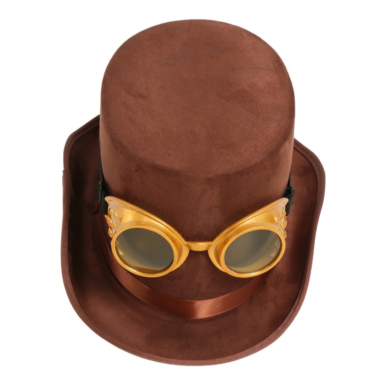 Cilindro Steampunk Marrone con Occhiali