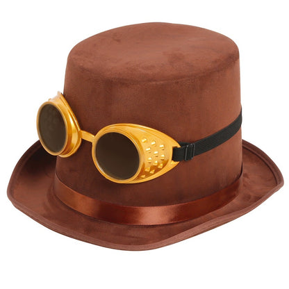 Cilindro Steampunk Marrone con Occhiali