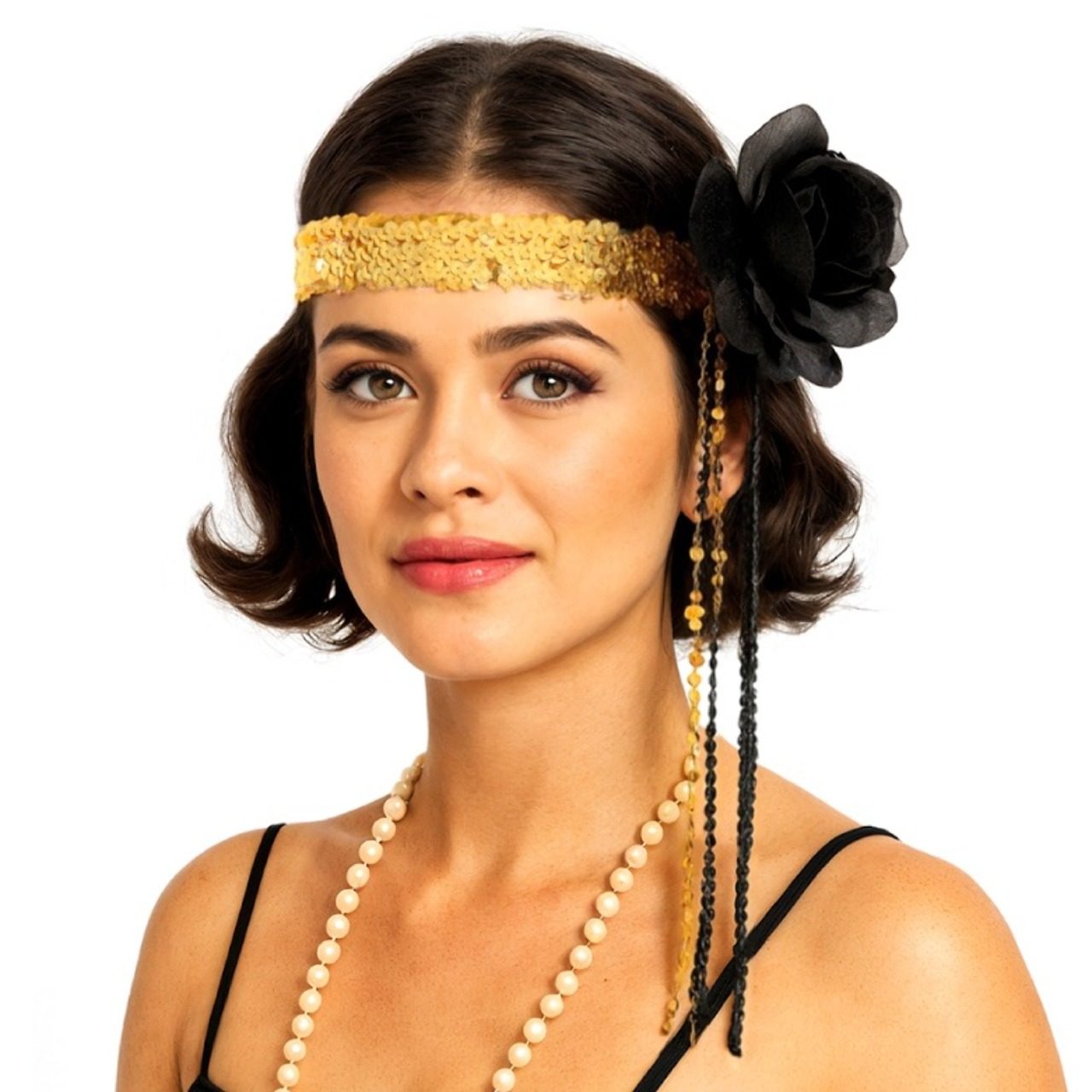 Fascia Charleston Nera con Frange