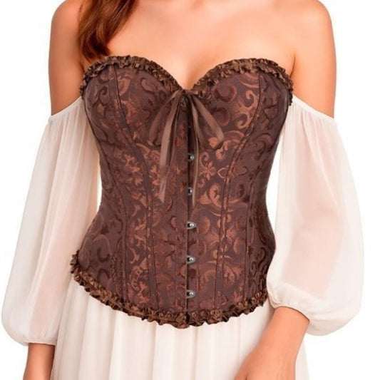 Corset Marrone a Cuore con Fiocco