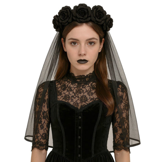 Cerchietto da Catrina Vedova con Velo
