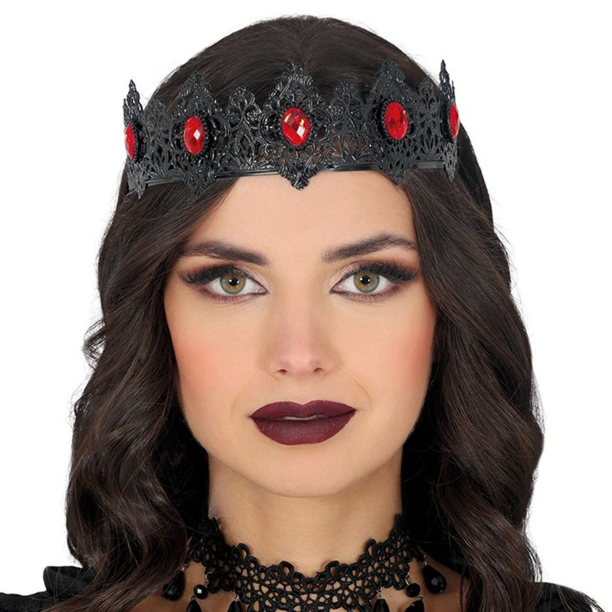 Corona Barocca Nera Foyte - Diadema Gotico Con Strass E Perle Corona Barocca Nera Foyte - Diadema Gotico Con Strass E Perle