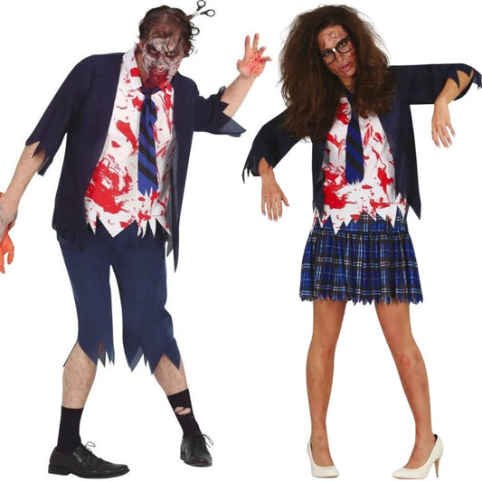 Costumi di coppia da Scolaretti Zombie Blu