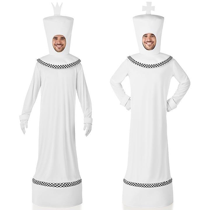 Costume da pedina degli scacchi bianco 2 in 1 per adulto