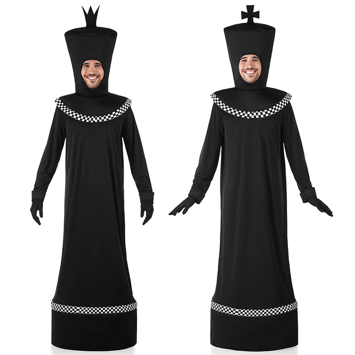 Costume da pedina da scacchi nero 2 in 1 per adulto