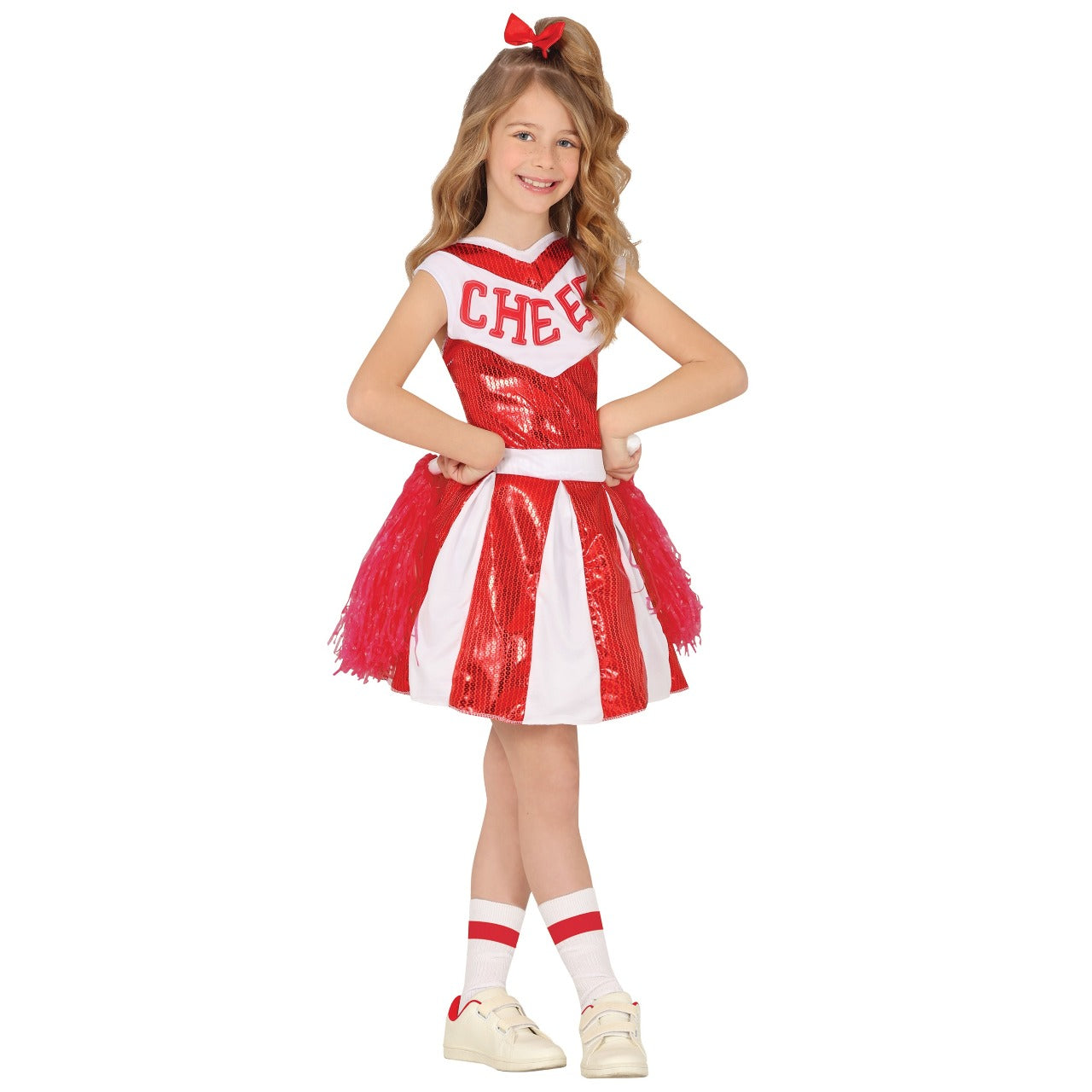 Costume da cheerleader con paillettes per ragazza