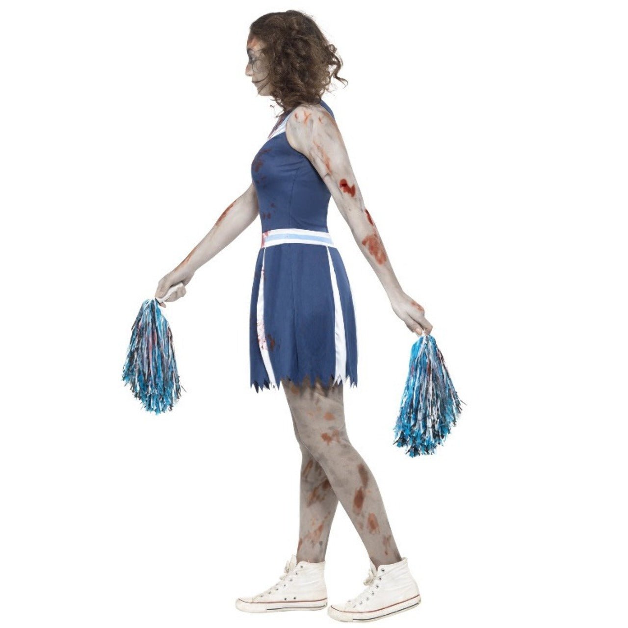 Costume da cheerleader zombie con pompon da donna