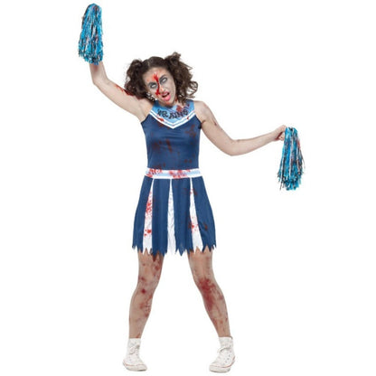 Costume da cheerleader zombie con pompon da donna