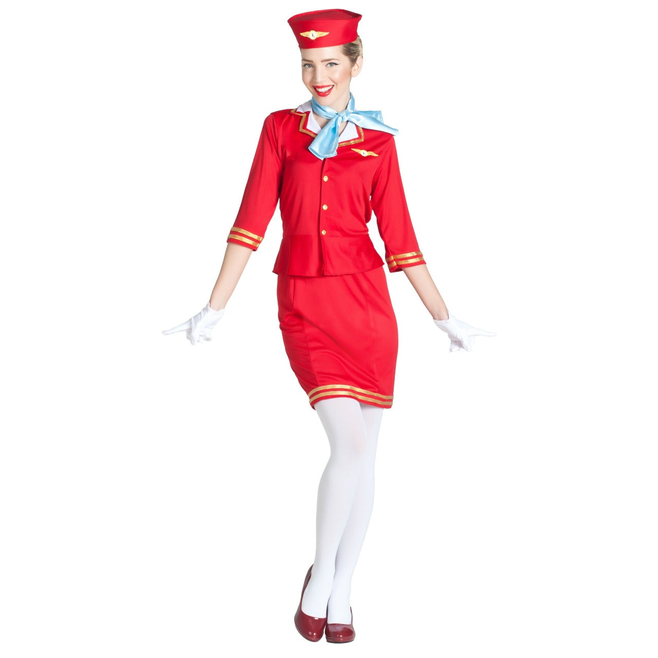 Costume da Assistente di Volo Rossa per donna